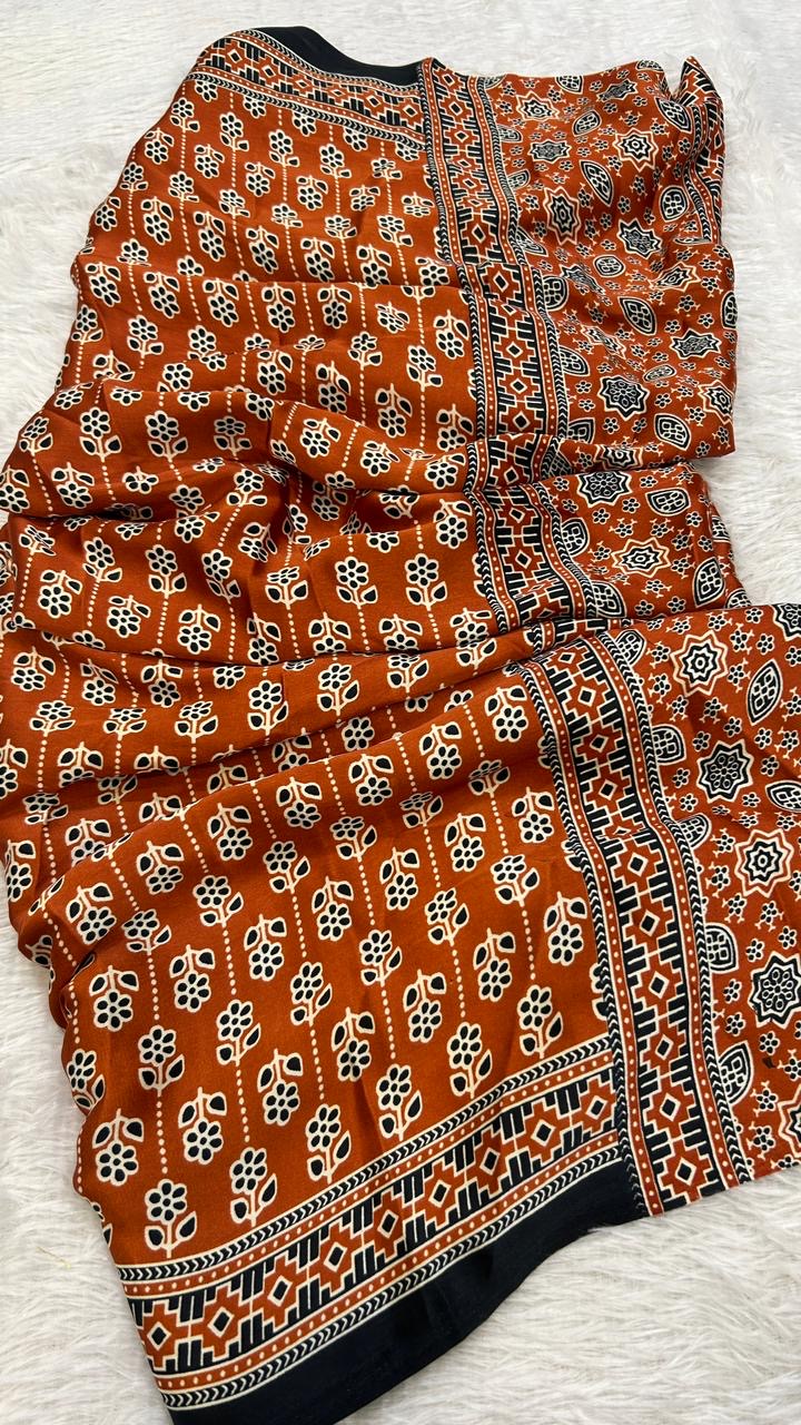 Summer Special Ajrakh Collection Saree (102)