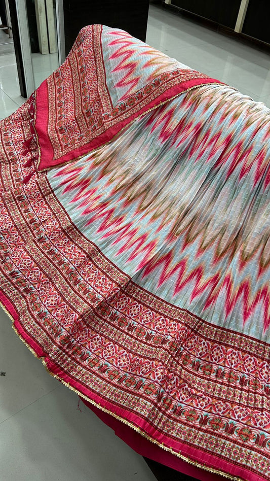 White Lehariya Lehanga Choli