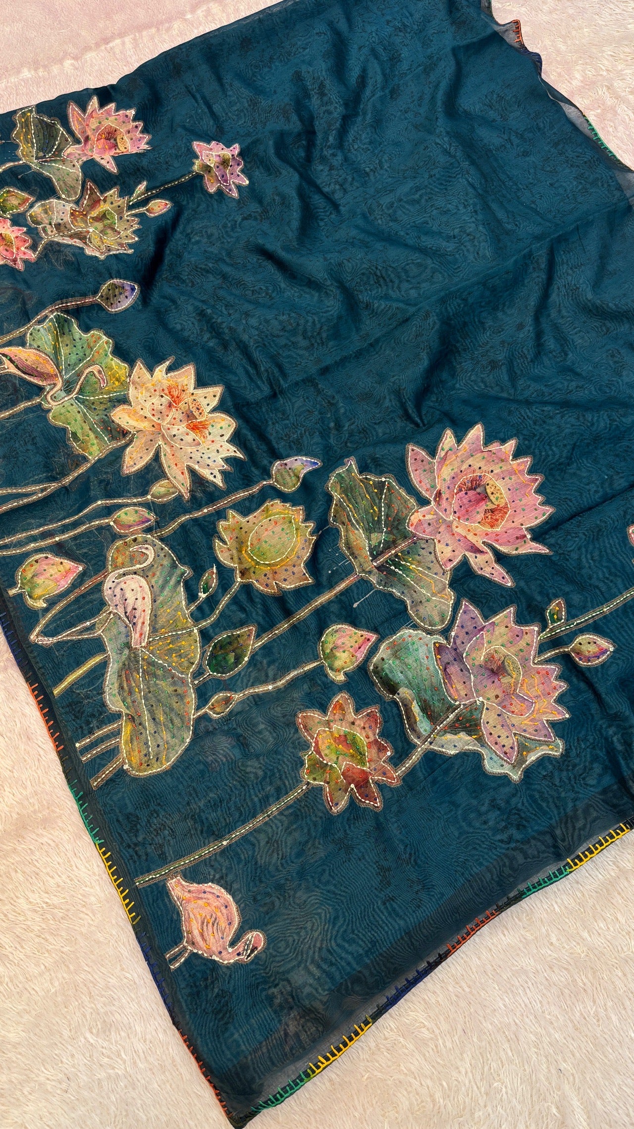 French knot Work saree (Limited Edition) Aqua Color