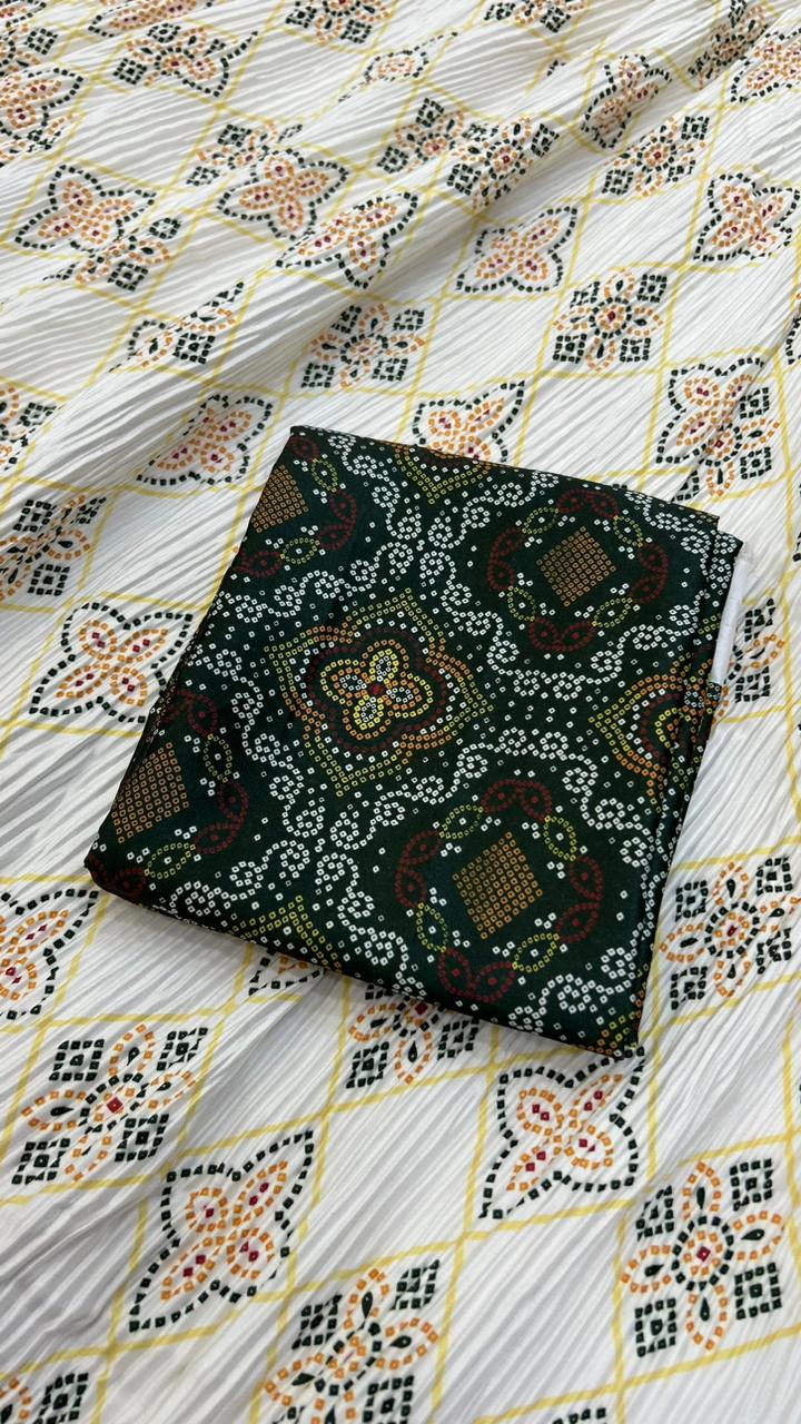 Designer Patola Bandhej Lehanga Choli :- Green