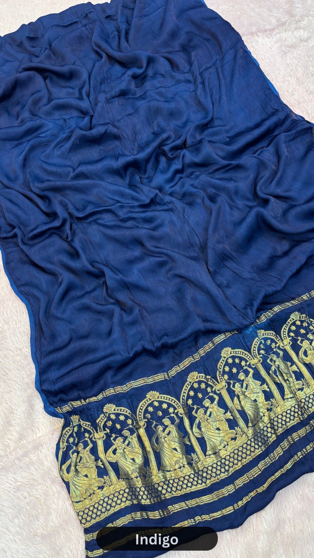 Plain Model Silk Saree (Never a Old Fashion) Indigo