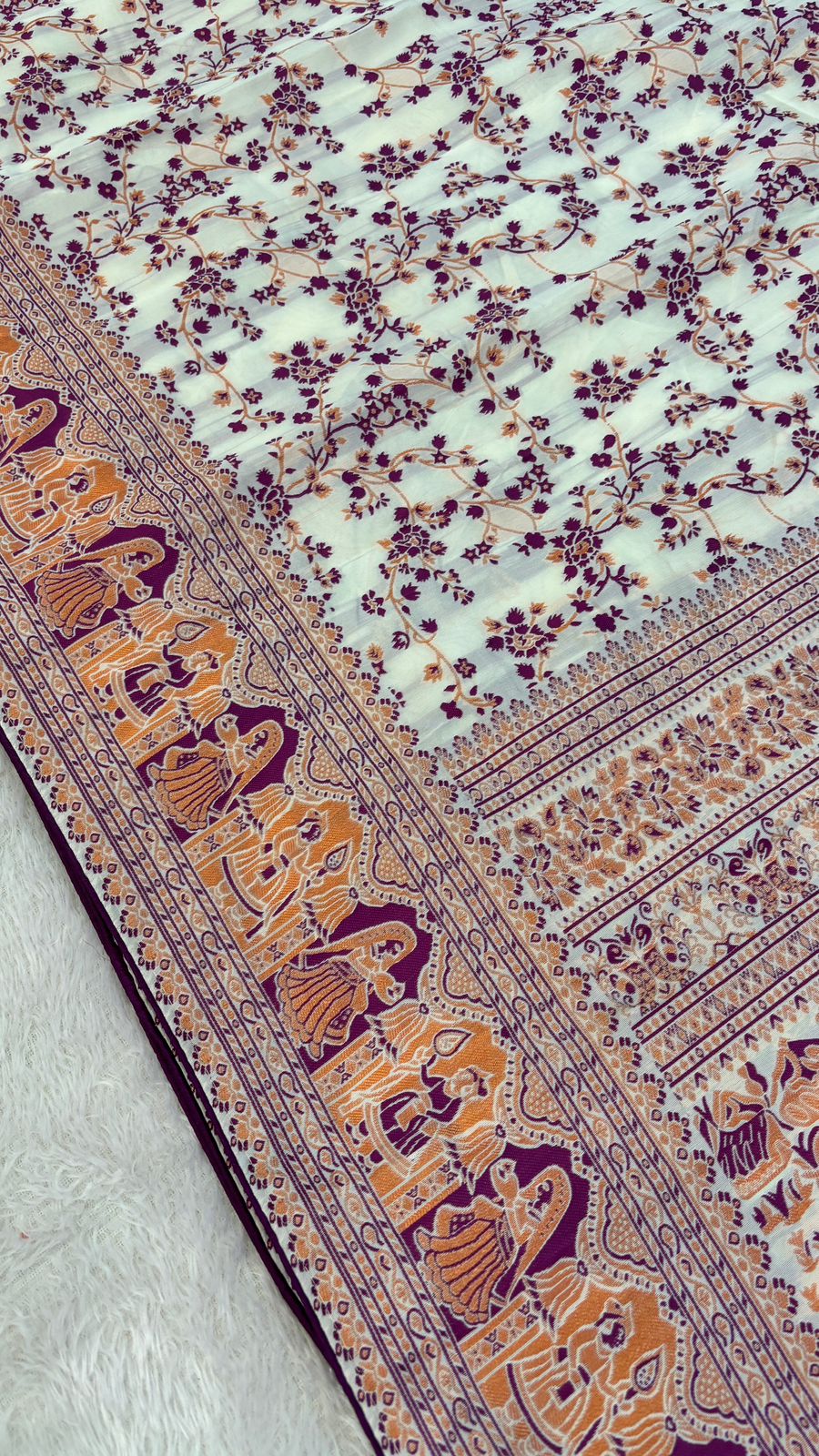 Soft Silk Rajwadi Saree (Pashmina Designe) :- WINE COLOR