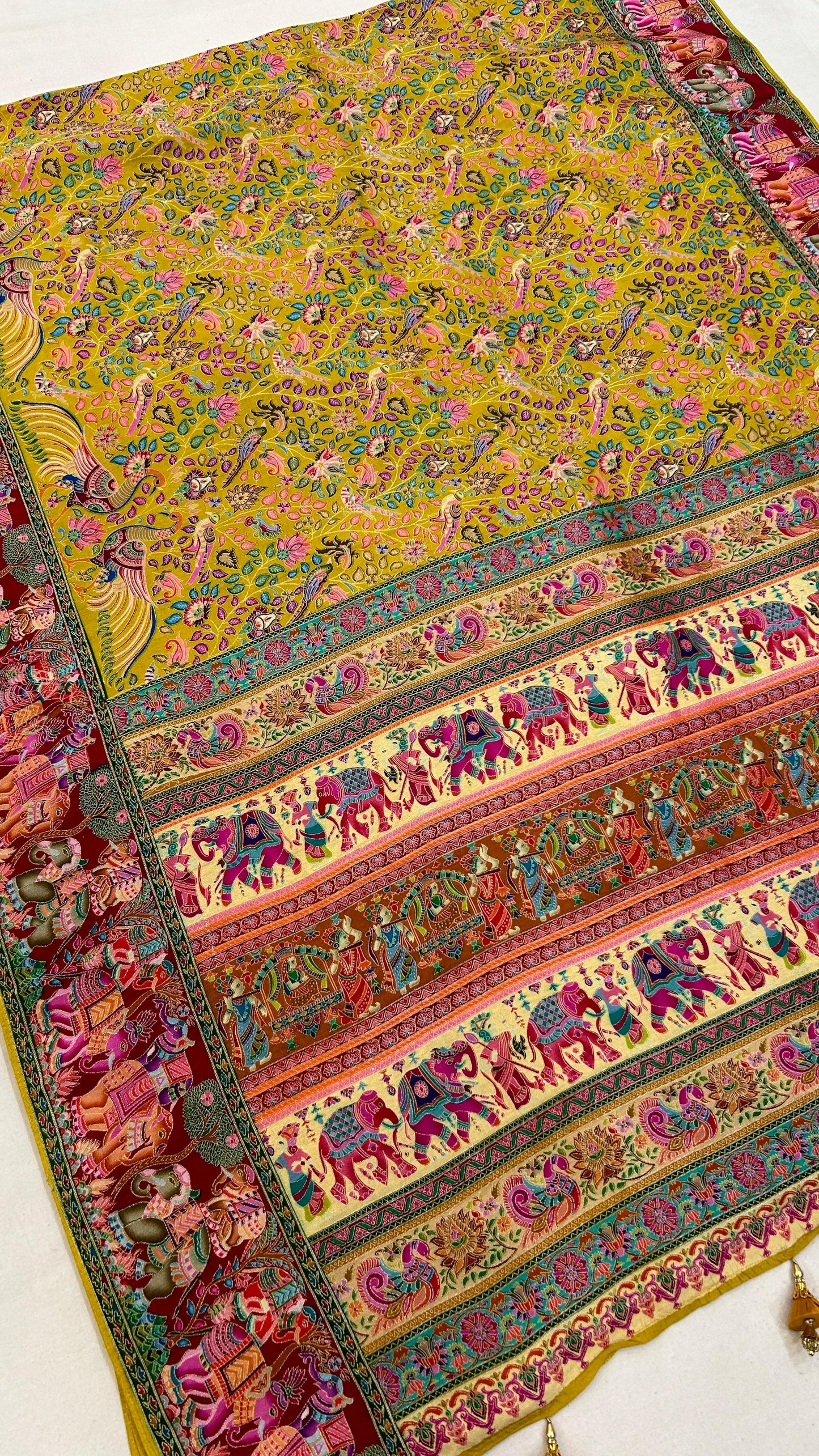 Pure Hand Weaving Kalamkari Saree (Gold Jaal)