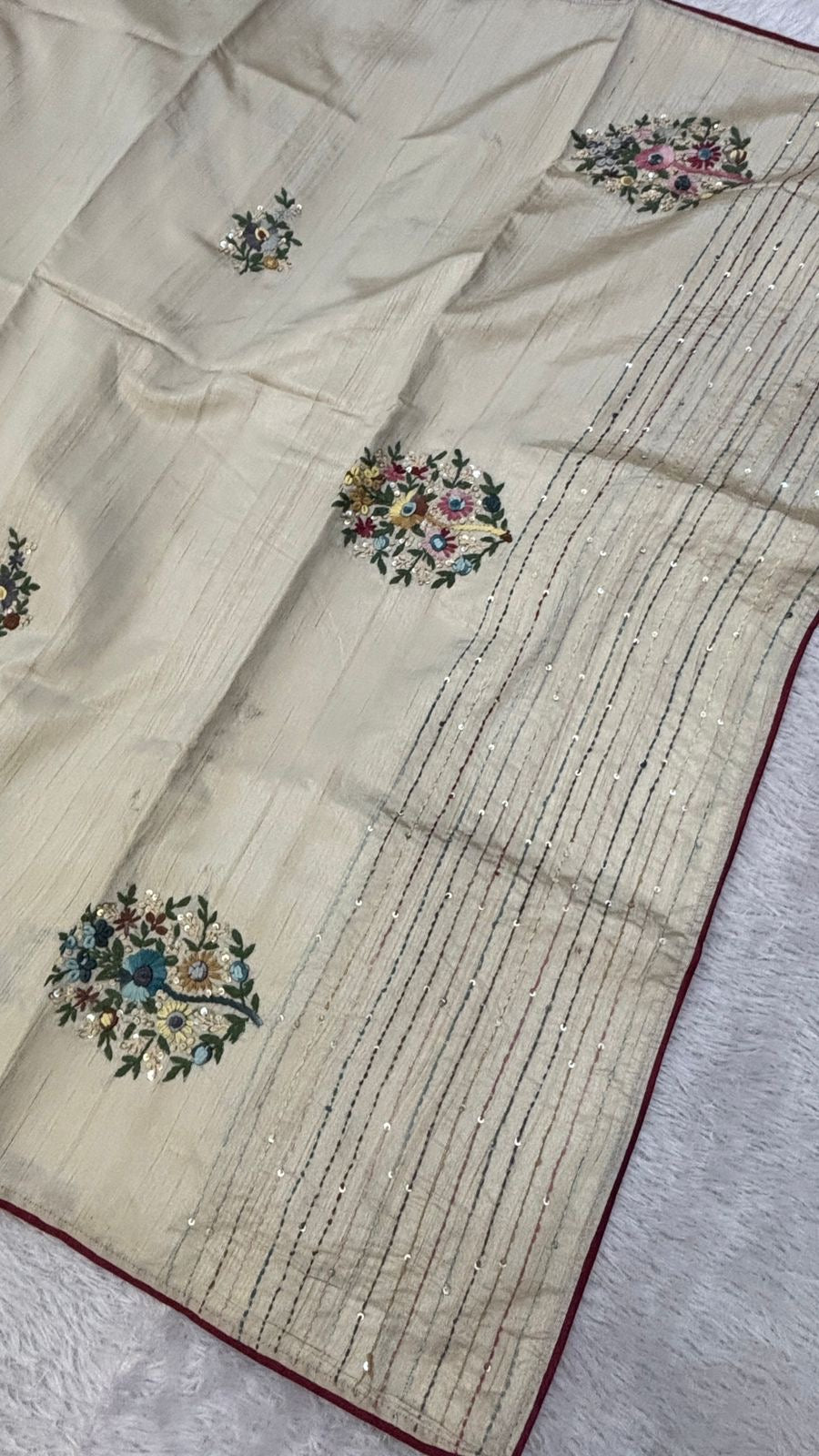 Hand Boutique French Knot Unn Work Saree (Vol.18)