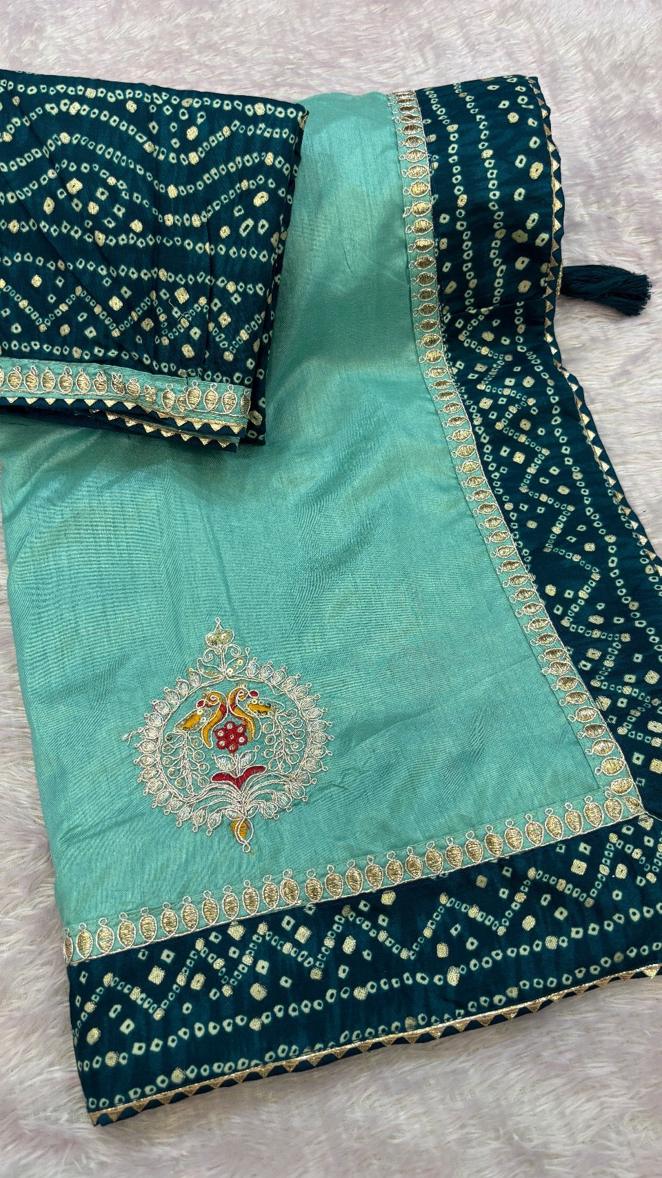 Mor Pankh Bandhej Saree