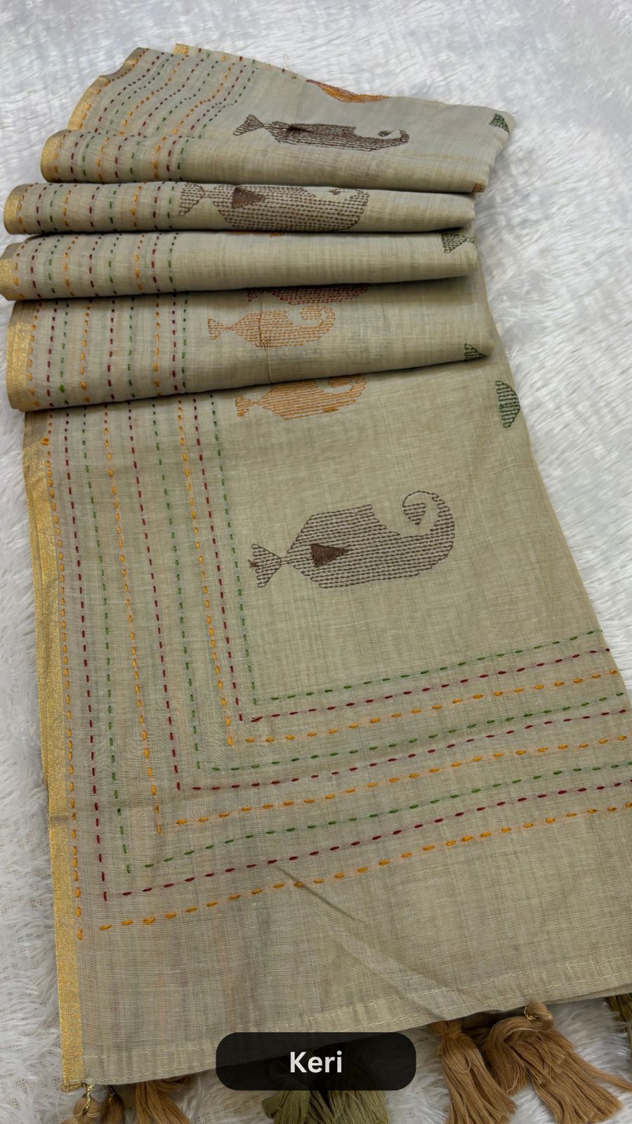 Corporate Wear Katha Saree (Chikoo)