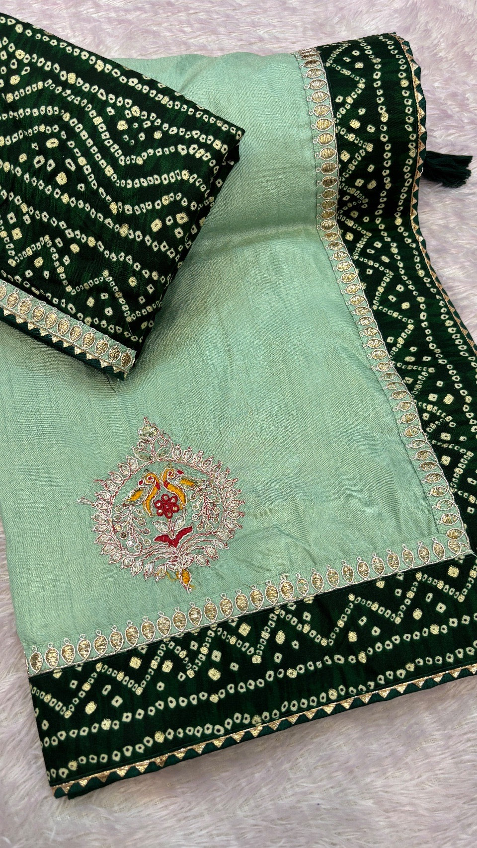 Mor Pankh Bandhej Saree