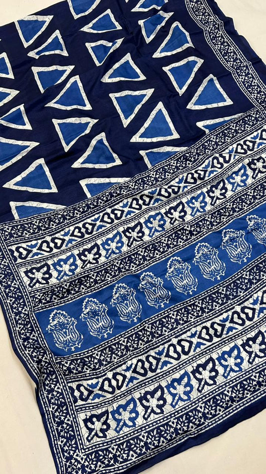 Dhabhu Print Indigo Saree Vol.8