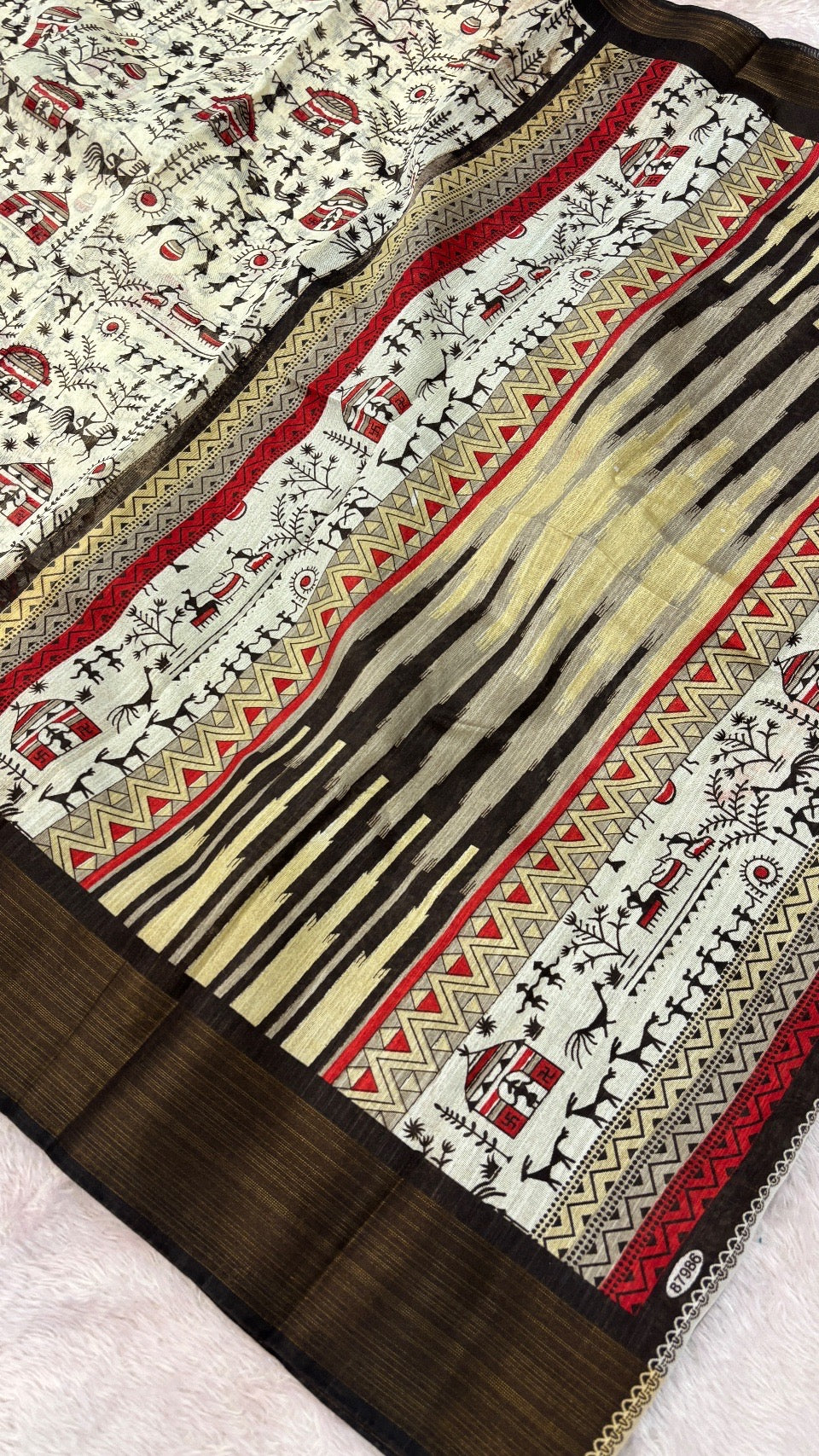 SUMMER SALE Warli Print Cotten Saree (Coco)