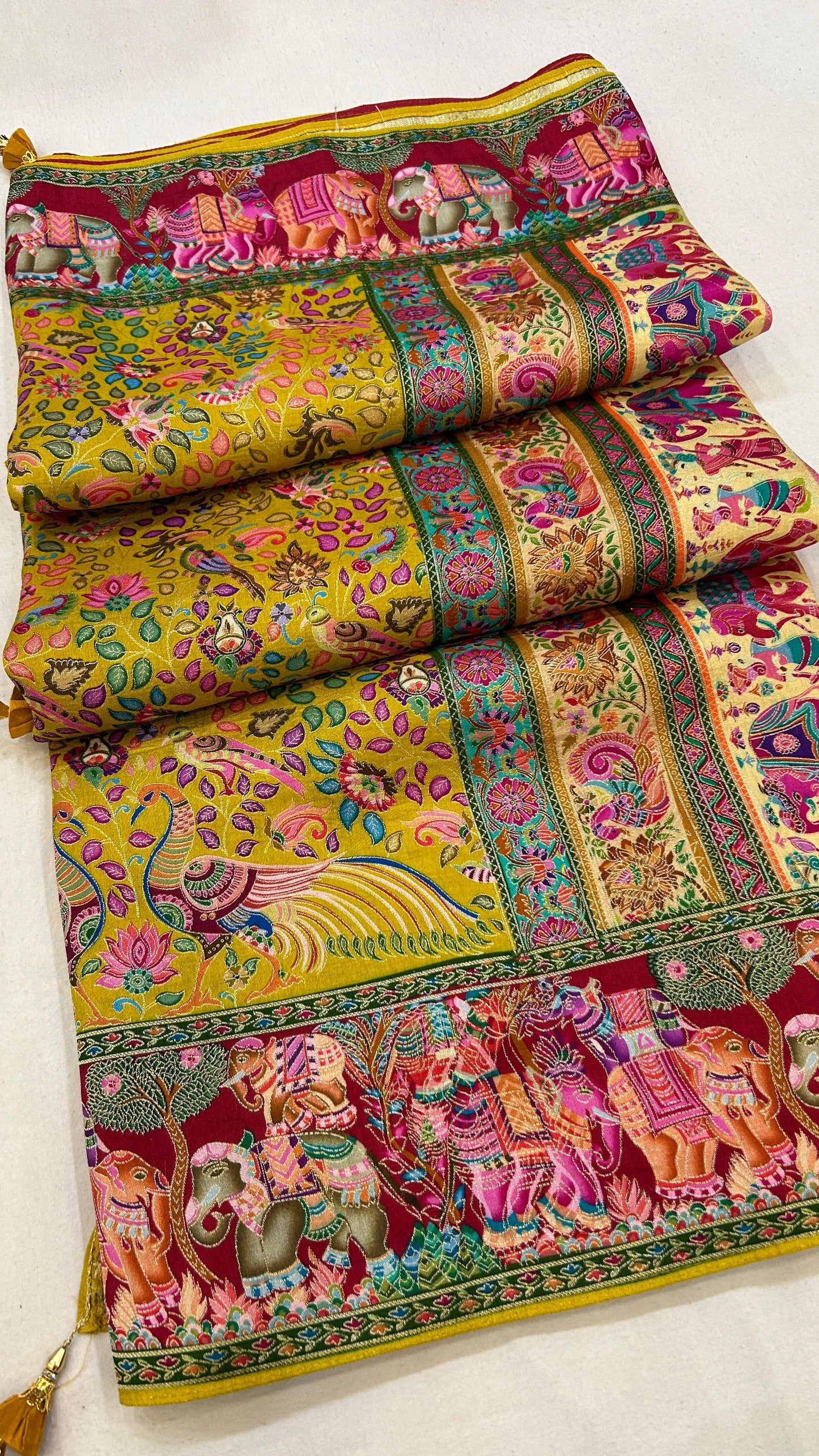 Pure Hand Weaving Kalamkari Saree (Gold Jaal)