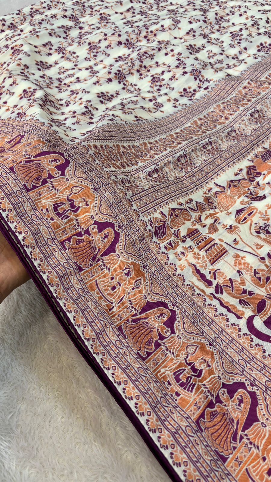 Soft Silk Rajwadi Saree (Pashmina Designe) :- WINE COLOR