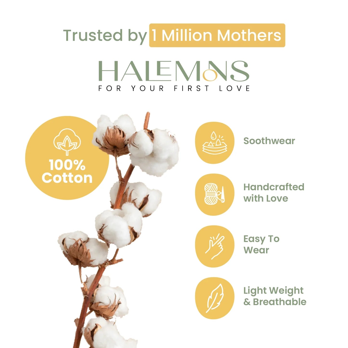 Halemons Unisex Cotton Butter Bloomers - Mustard