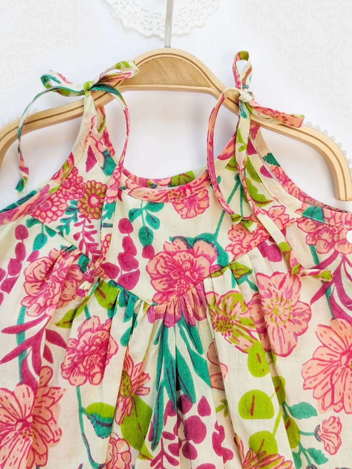 Halemons Baby Girl Pure Cotton Mini Yoke Floral Romper - cream