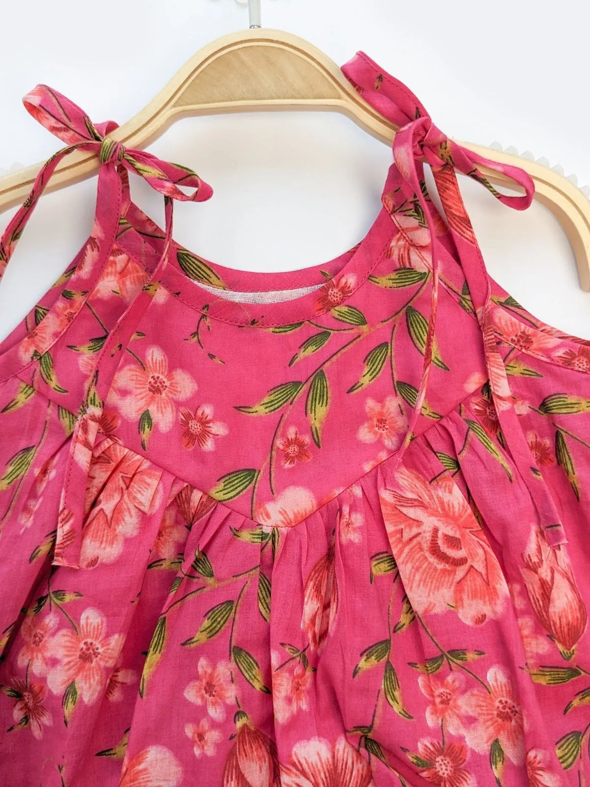 Halemons Baby Girl Pure Cotton Mini Yoke Floral Romper - pink