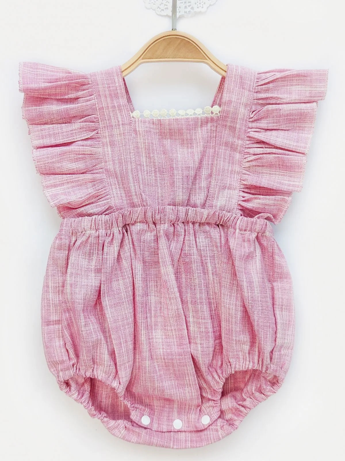 Halemons Baby Girl Pure Cotton Frilled Romper - pink