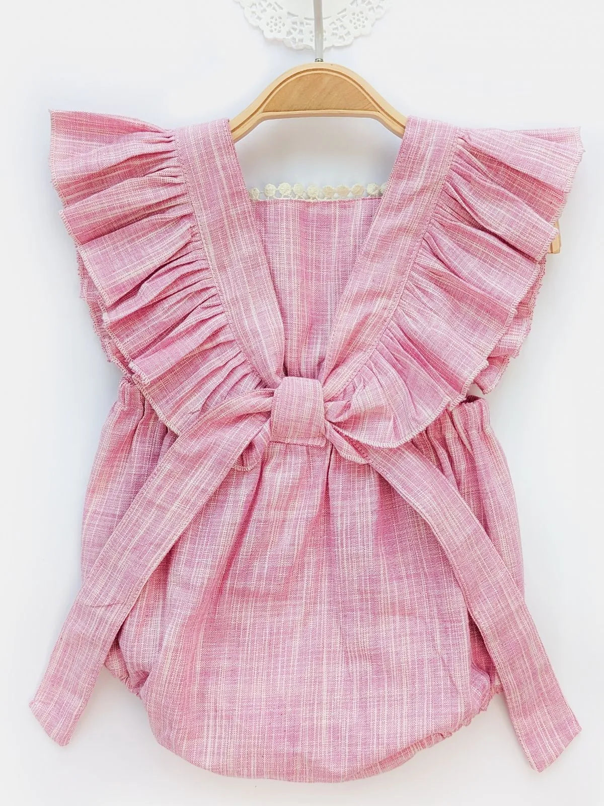 Halemons Baby Girl Pure Cotton Frilled Romper - pink