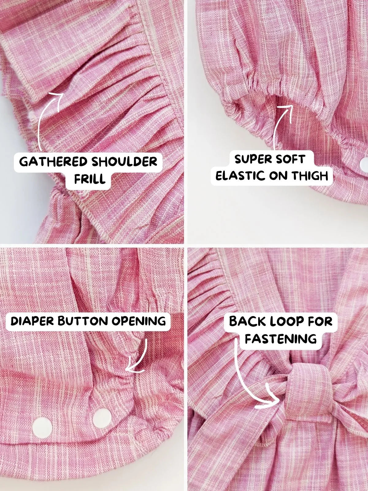 Halemons Baby Girl Pure Cotton Frilled Romper - pink