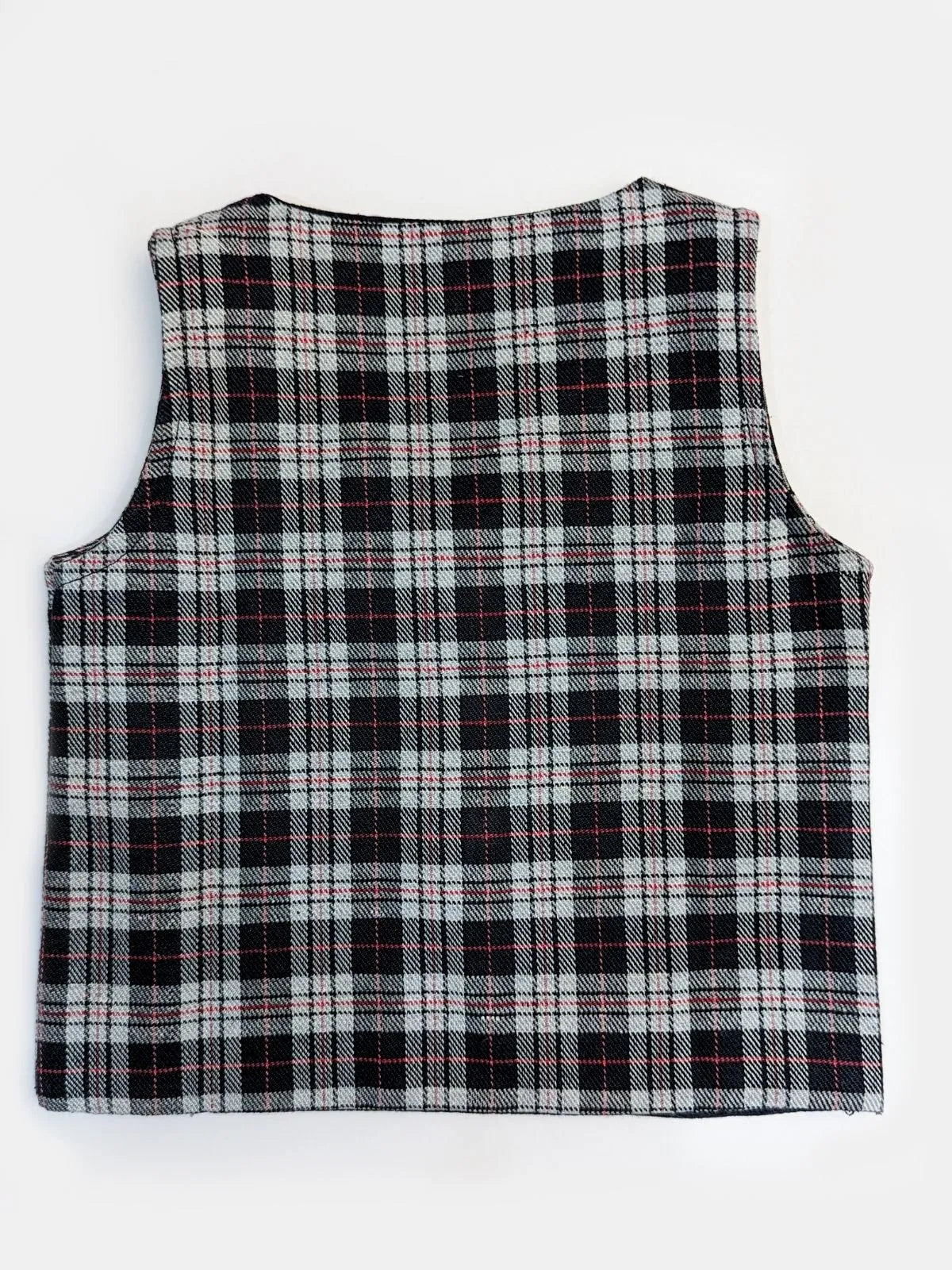 Halemons Baby Boy Fleece Sleeveless Mini Jacket Checks-Grey