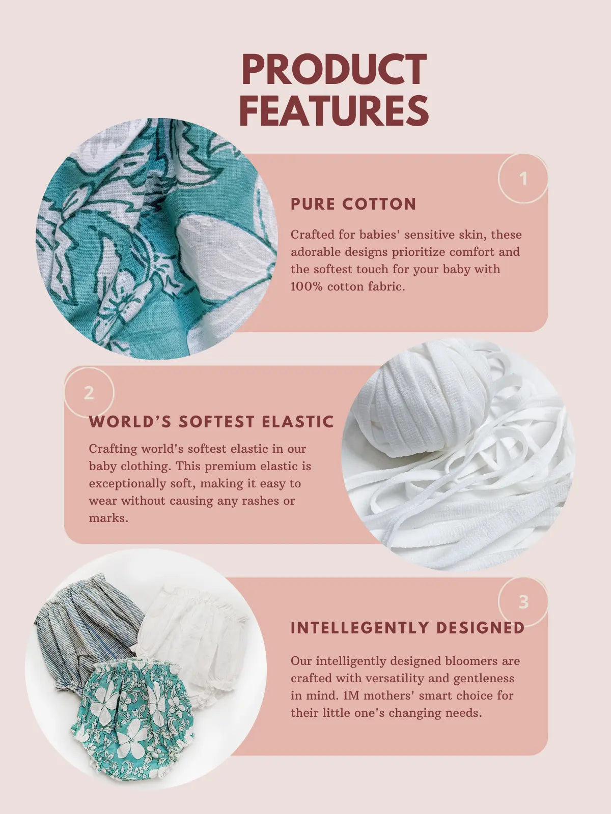 Halemons Baby Girl Pure Cotton Butter Bloomers World's Softest Elastic - Sea Green