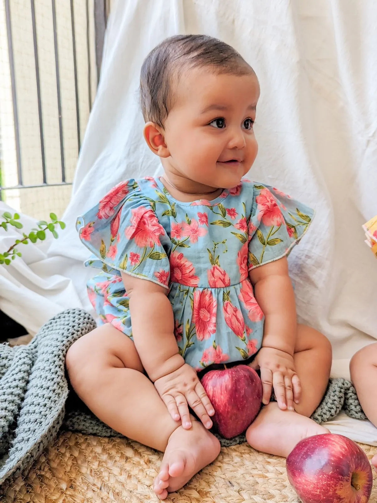 Halemons Baby Girl Pure Cotton Butterfly European Boho Romper- Sky