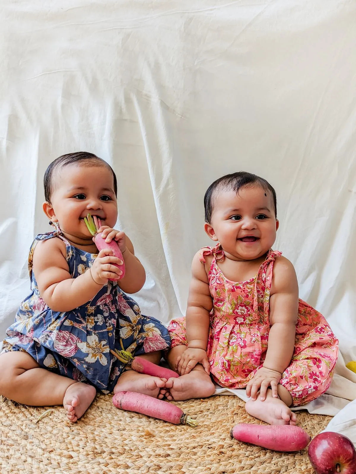 Halemons Baby Girl Pure Cotton Floral Easy to Wear Romper- Blue