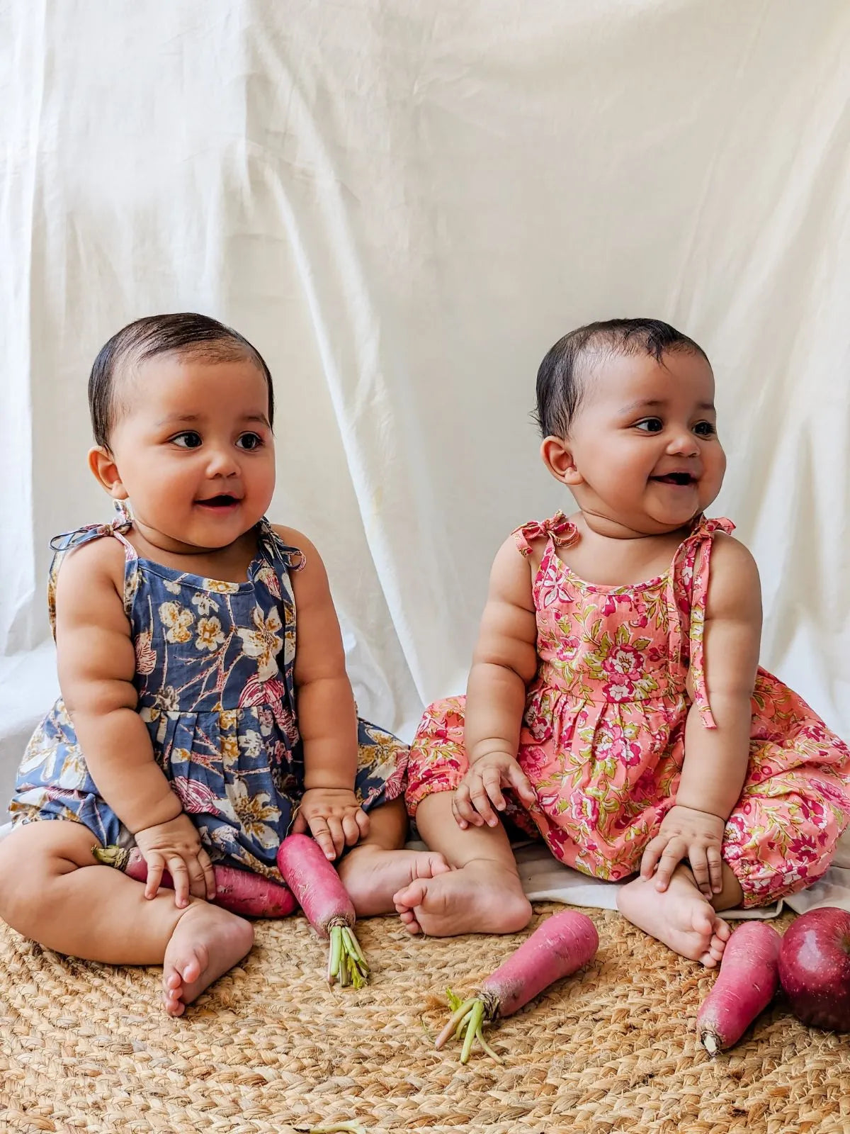 Halemons Baby Girl Pure Cotton Floral Easy to Wear Romper- Peach