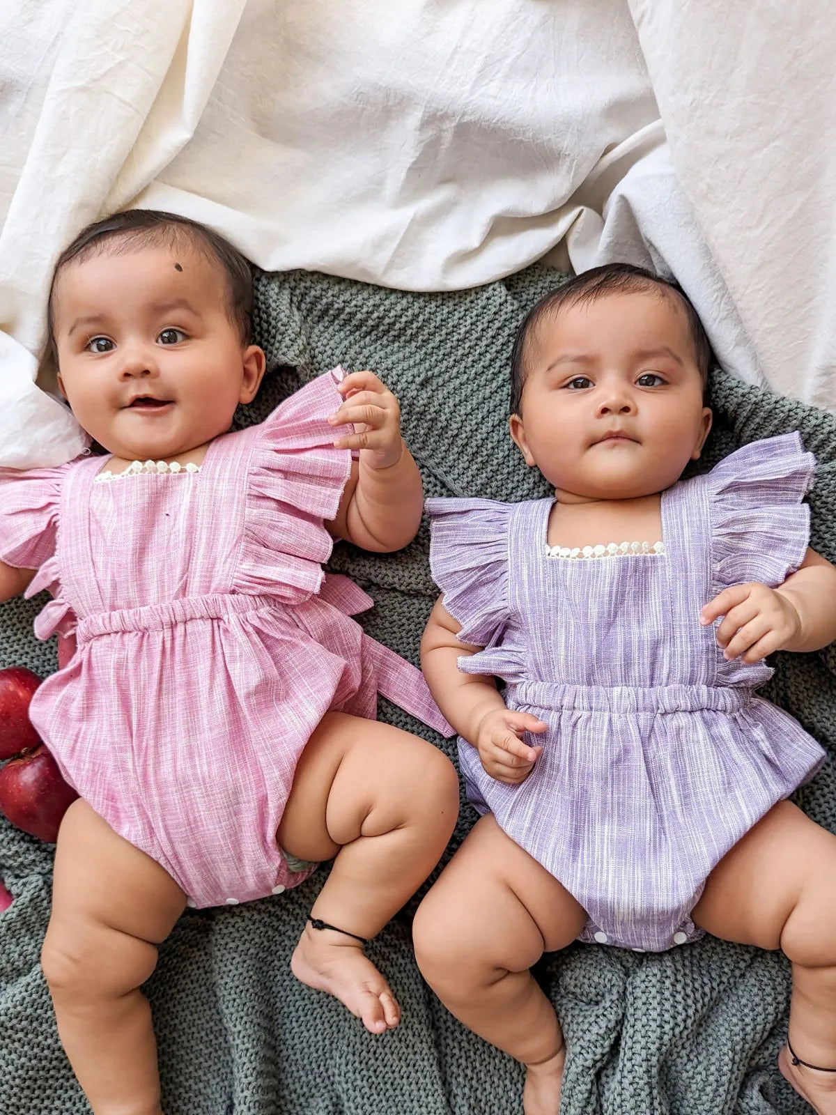 Halemons Baby Girl Pure Cotton Frilled Romper - pink