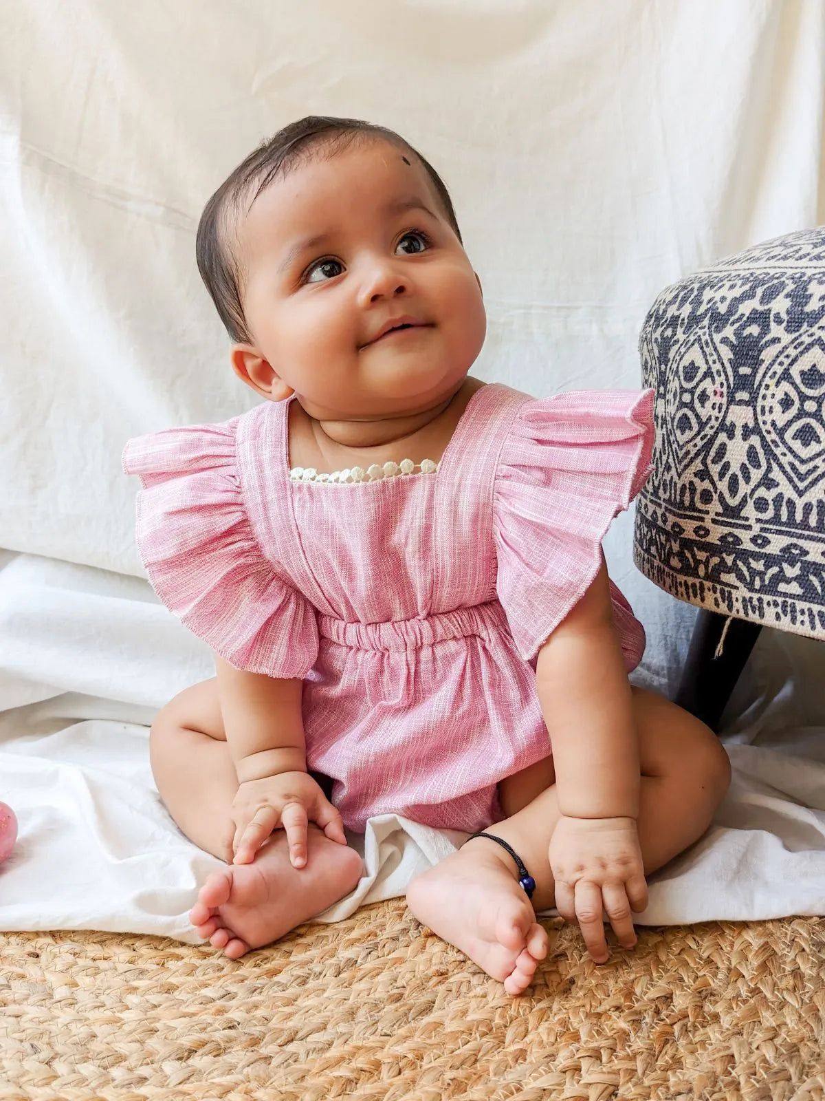 Halemons Baby Girl Pure Cotton Frilled Romper - pink