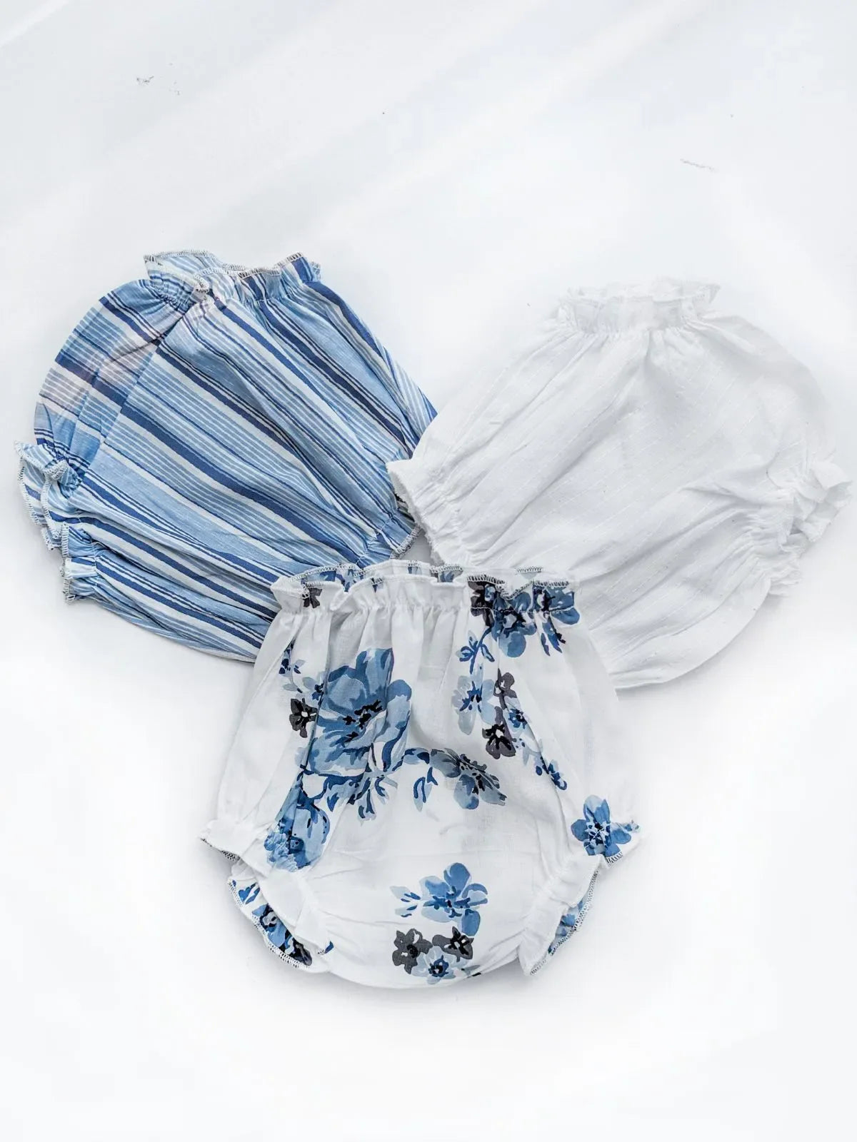 Halemons Baby Girl Pure Cotton Super Soft Butter Bloomers Pack of 3- Sky