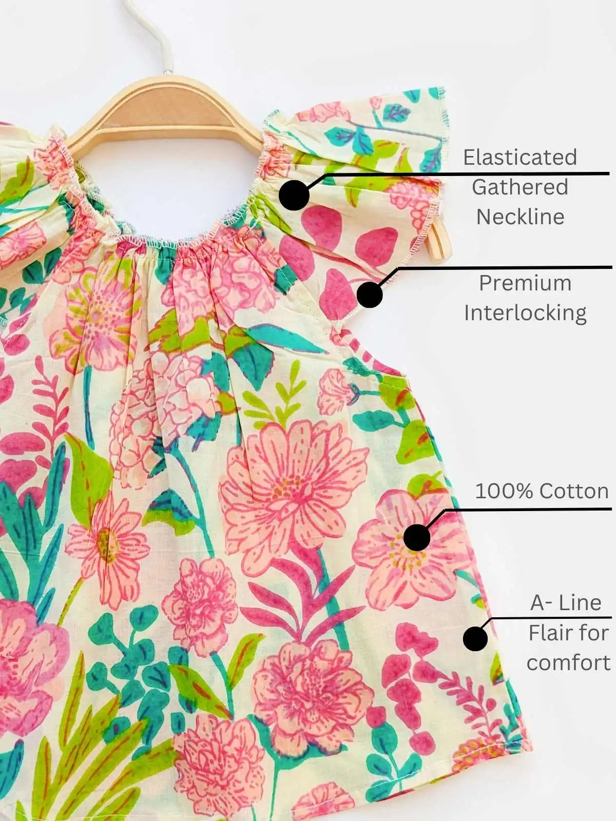 Halemons Baby Girl Summer Tulip Pure Cotton Floral Short Sleeve Jabla Pack of 3