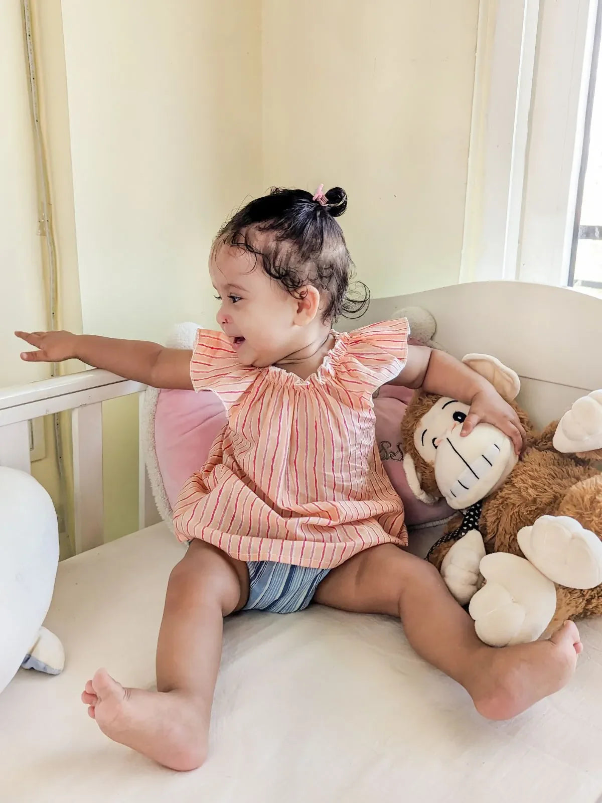 Halemons Baby Girl Summer Tulip Pure Cotton Floral Short Sleeve Jabla Pack of 3