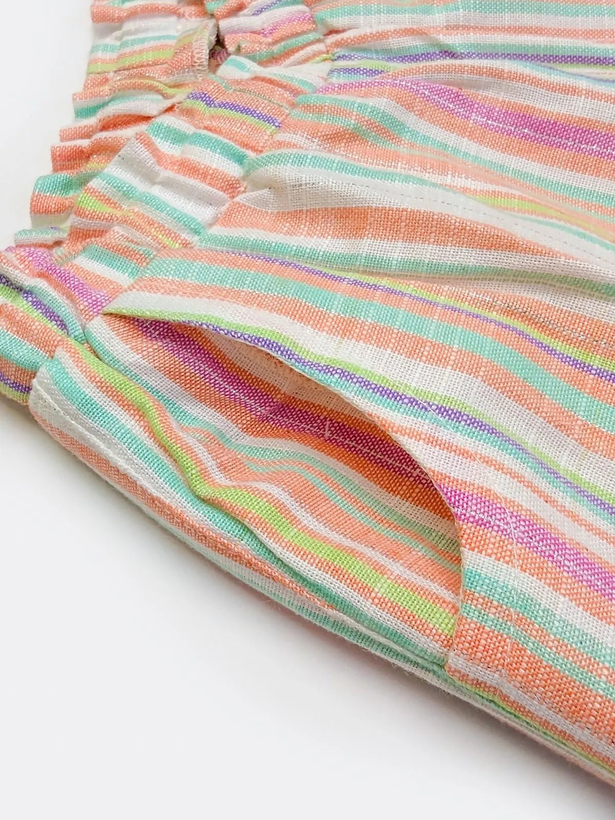 Half Sleeves Peach Stripe Kids Combo