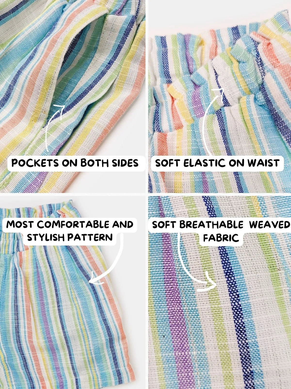 Halemons Unisex Knee Length Casual Ocean Pocket Pants- Sky