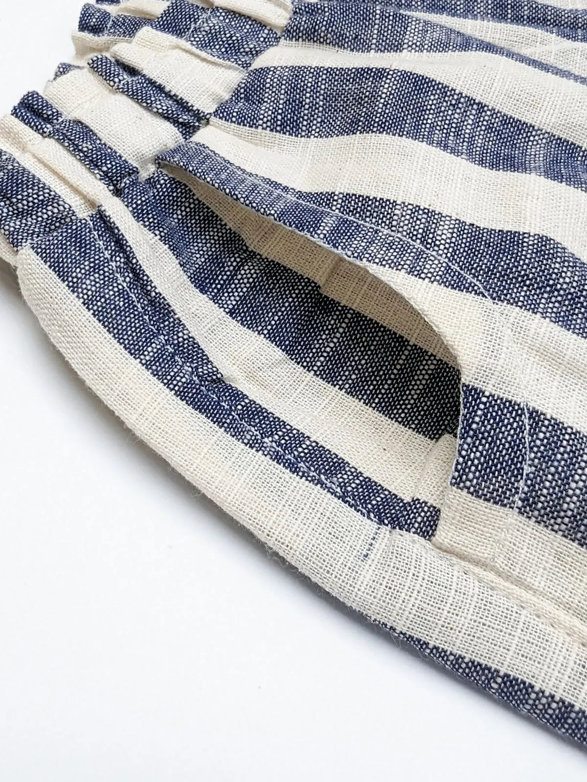 Halemons Unisex Knee Length Casual Stripe Pocket Pants- Blue