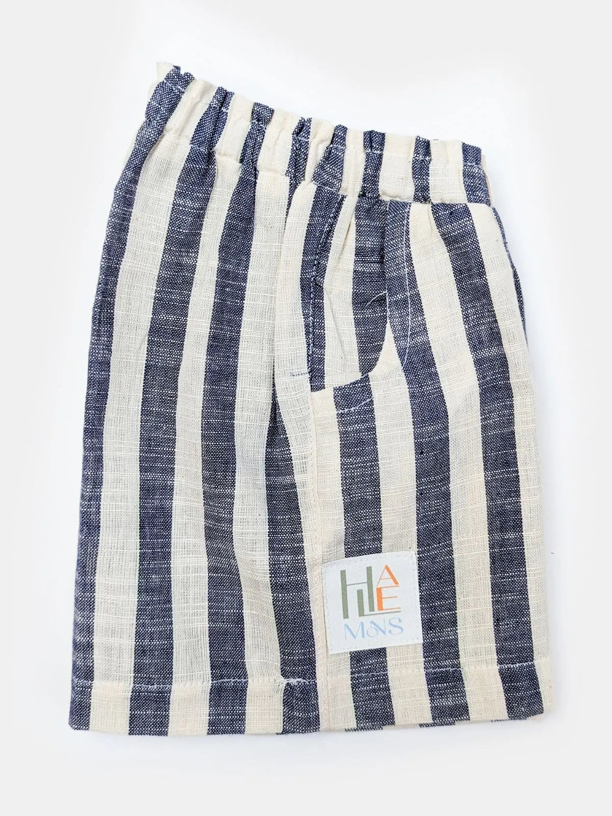 Halemons Unisex Knee Length Casual Stripe Pocket Pants- Blue