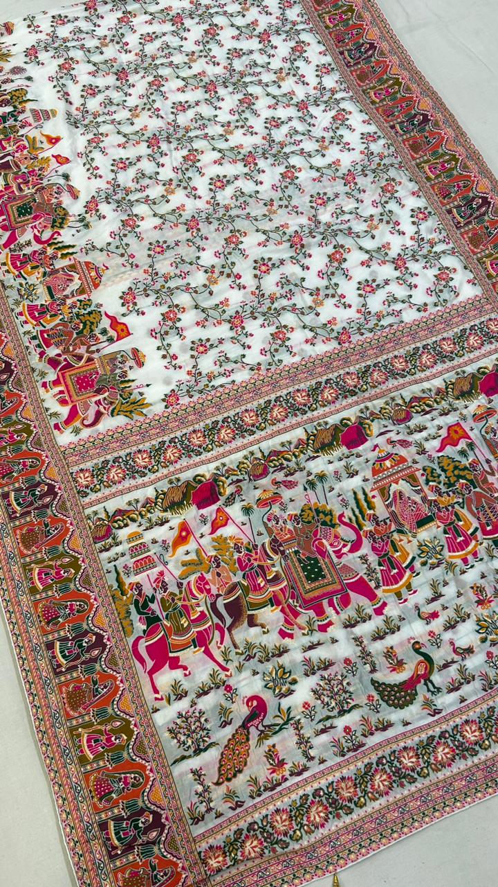 Rajwadi Pashmina Silk Saree