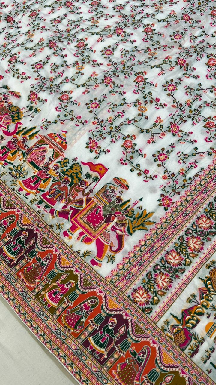 Rajwadi Pashmina Silk Saree