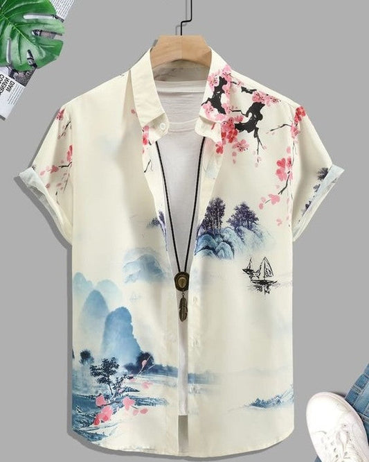 Serenity Blossom Ink-Wash Shirt