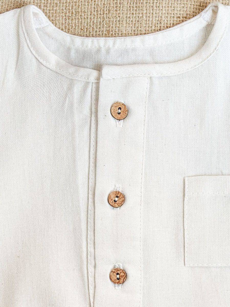 Pearl White Soft Pure Cotton Baby Unisex Bubble Romper