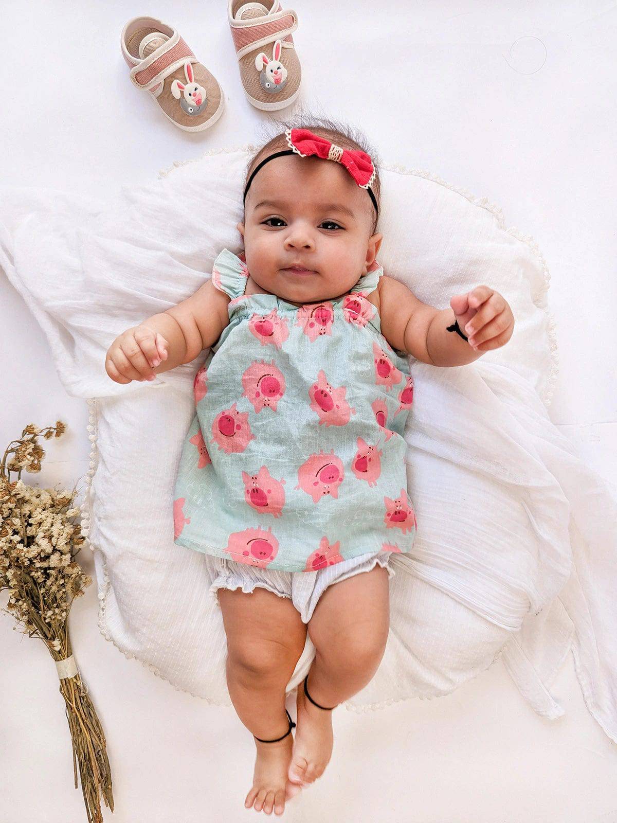 Breezy Bloom 100% Cotton Newborn Tunic with Frill- pack of 3