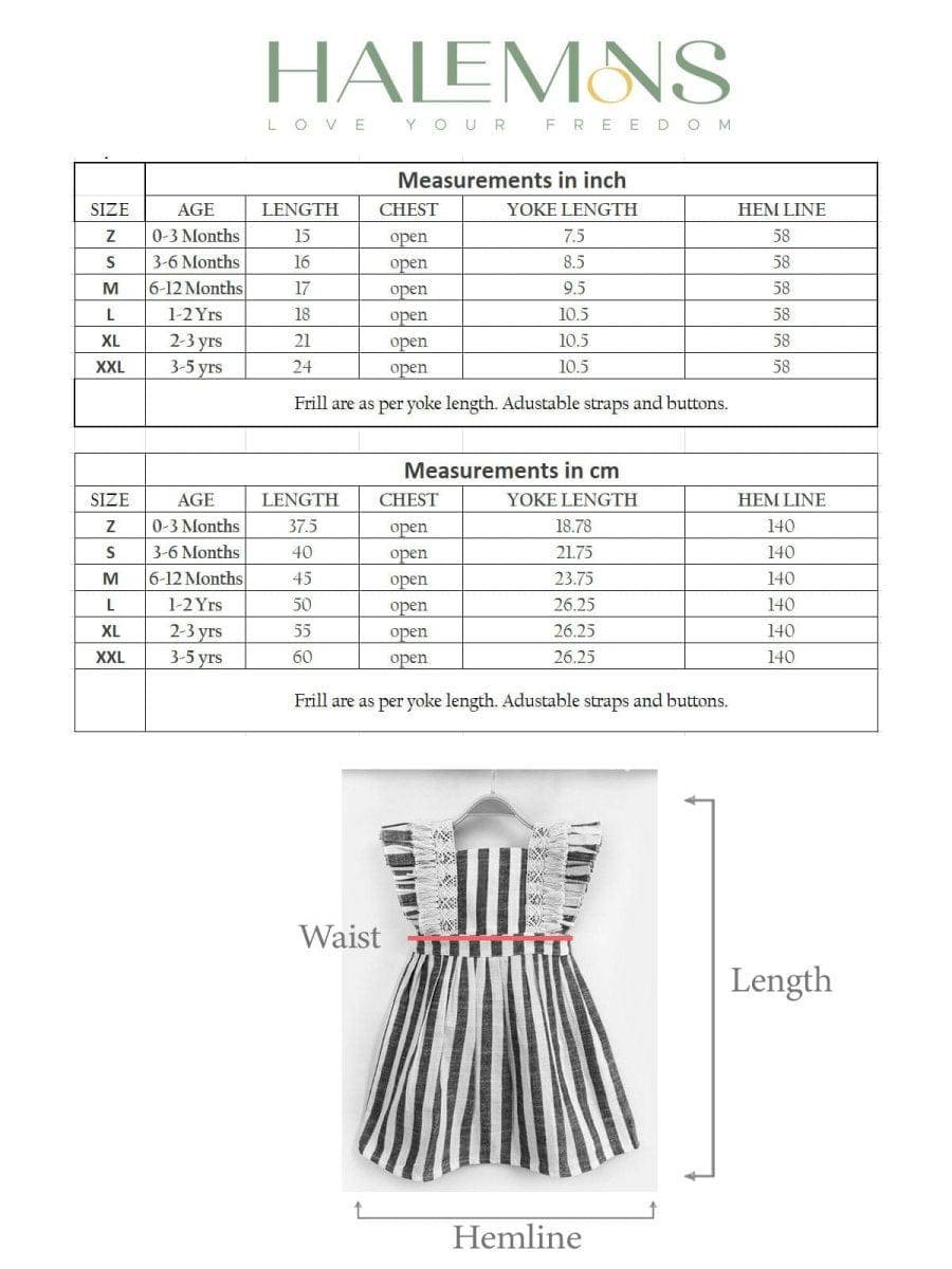 Grey Stripes Baby Frilled Frock With Crochet Lace