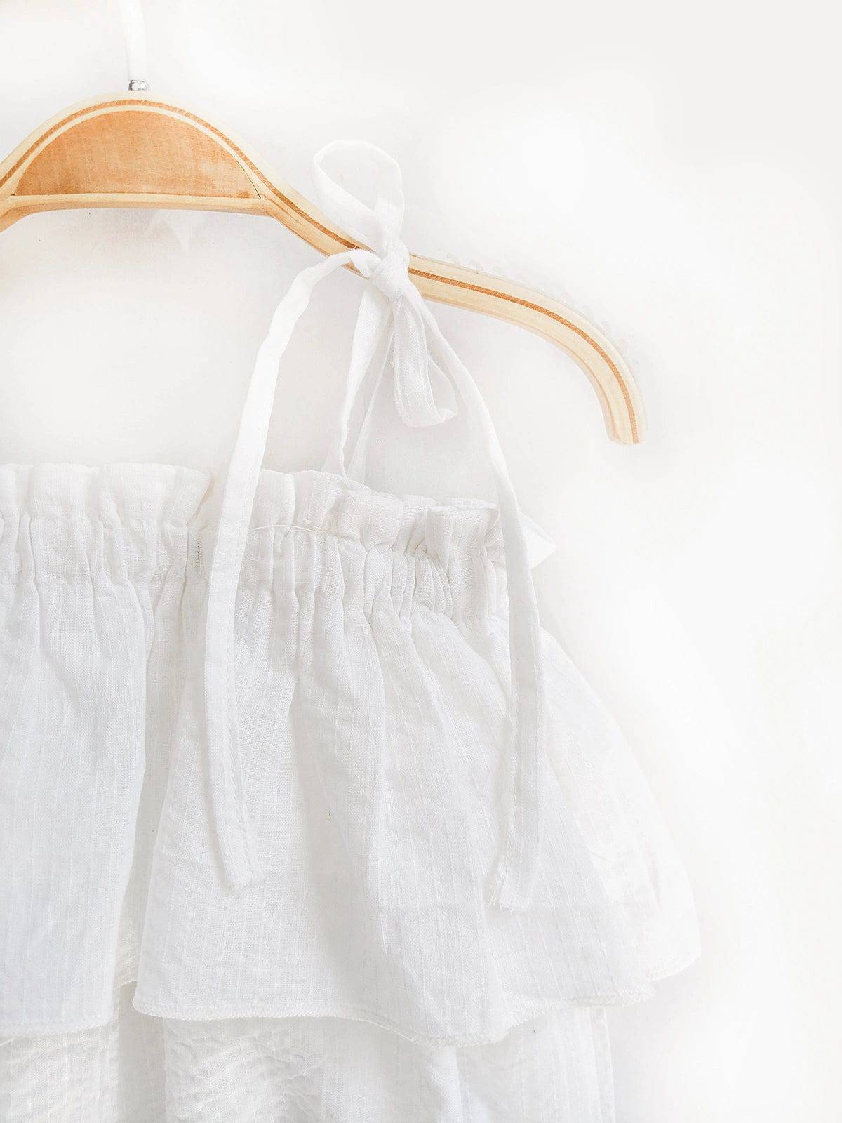 Halemons Fairy Tale Cotton Romper, White Babydoll, Easy Wear - White