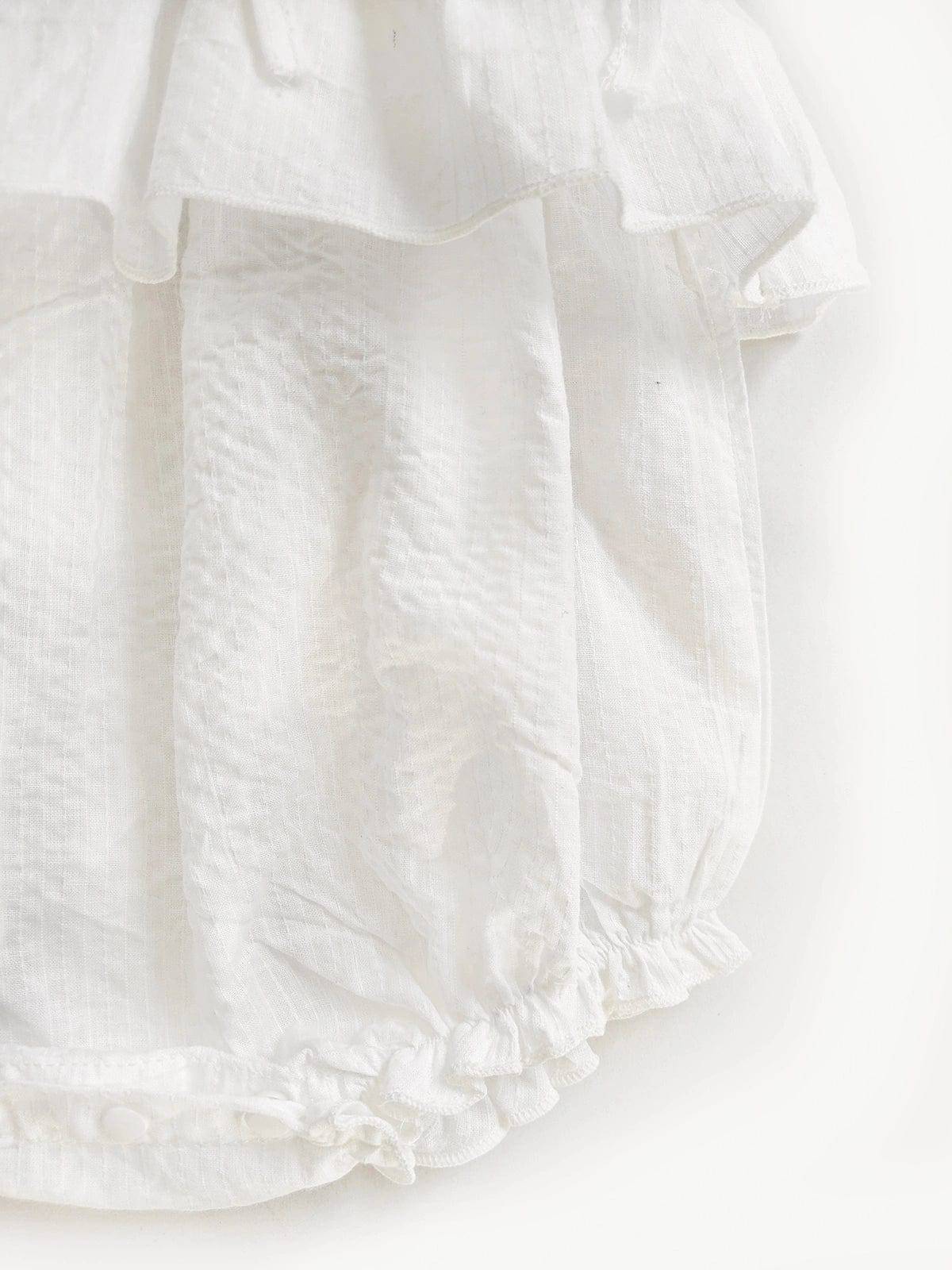 Halemons Fairy Tale Cotton Romper, White Babydoll, Easy Wear - White