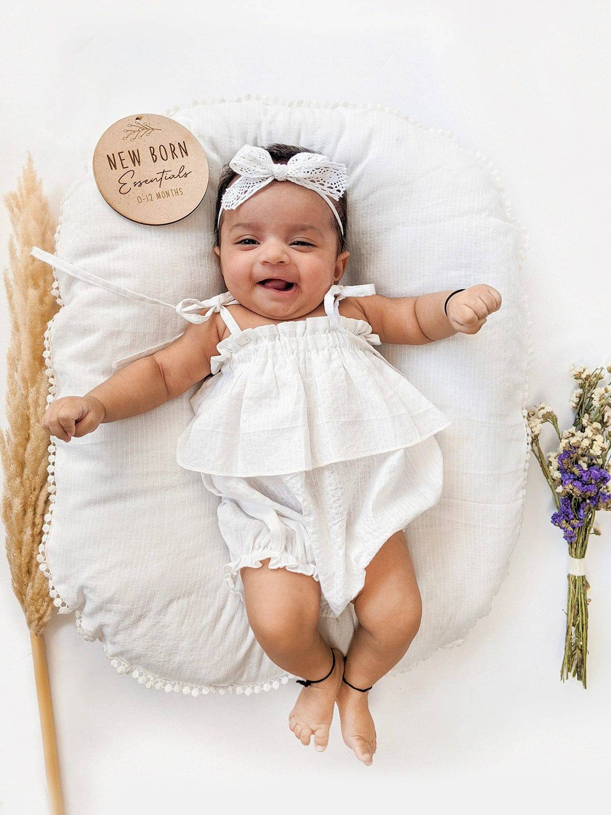 Halemons Fairy Tale Cotton Romper, White Babydoll, Easy Wear - White