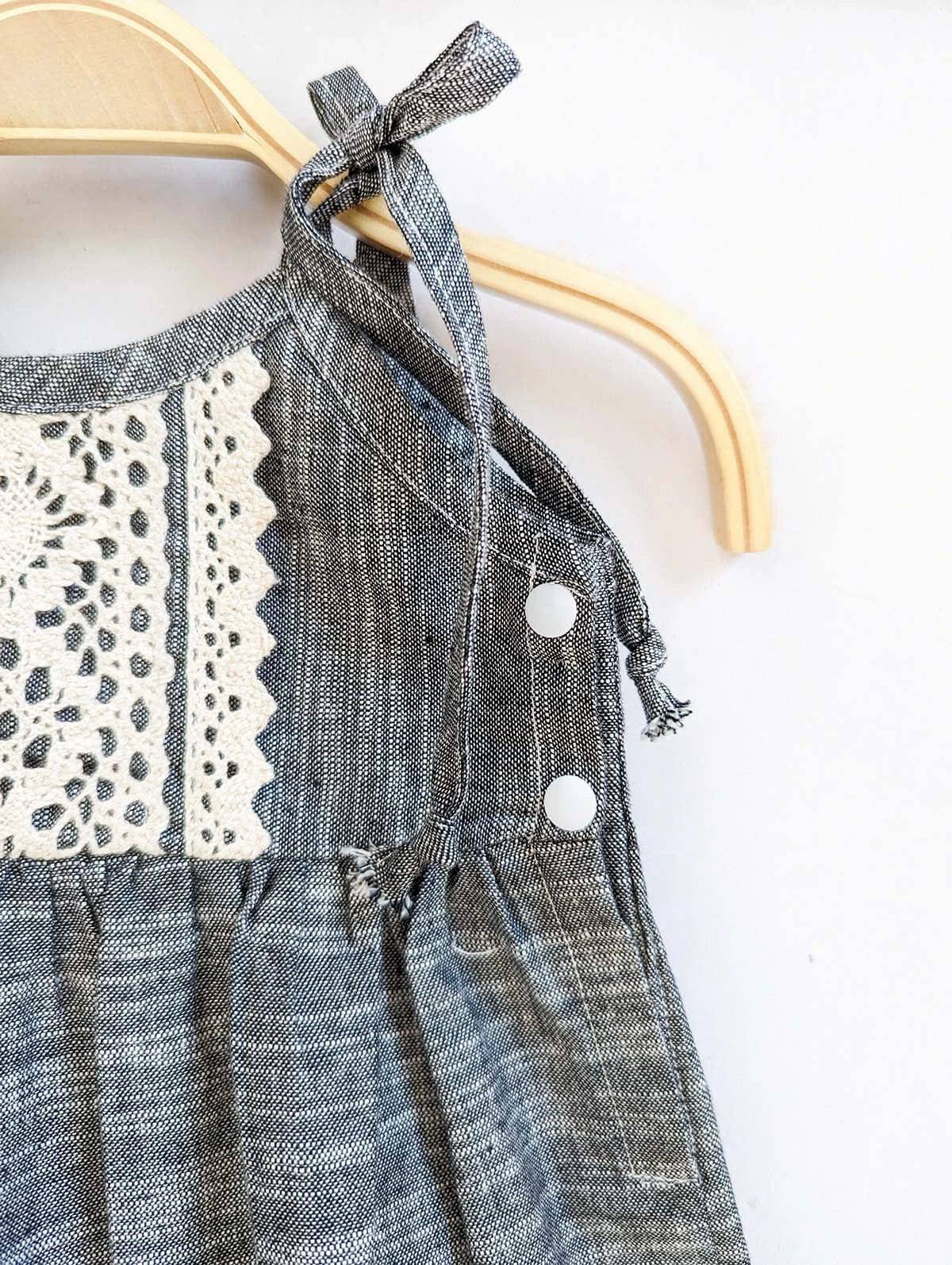 Halemons Grey Slub Cotton Romper - All Season Comfort - Narrow Strings - Grey