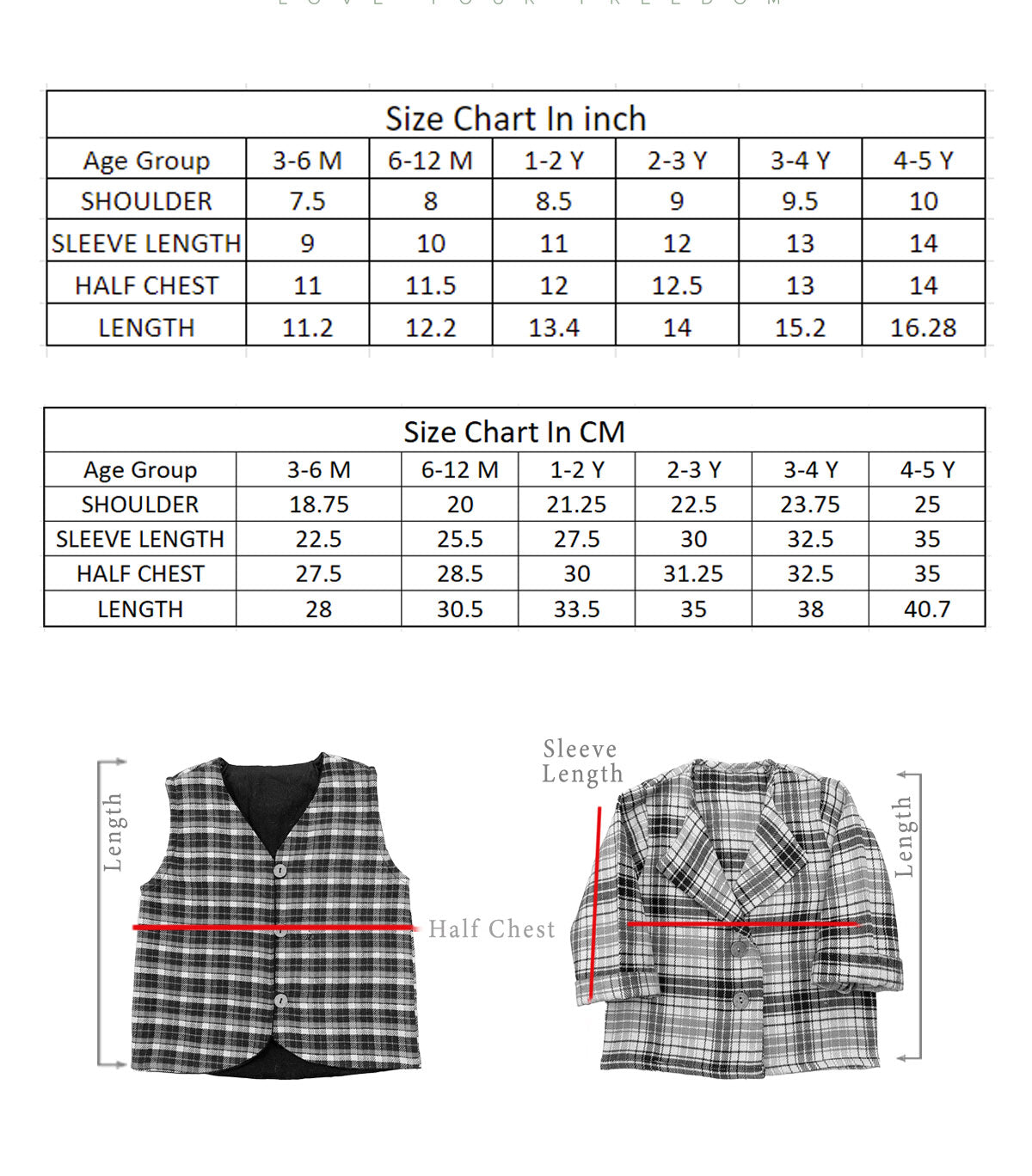 Halemons Baby Boy Fleece Half Sleeves Mini Jacket Checks-Black