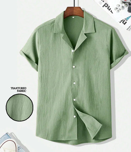 Mint Green Seersucker Half Sleeve Shirt
